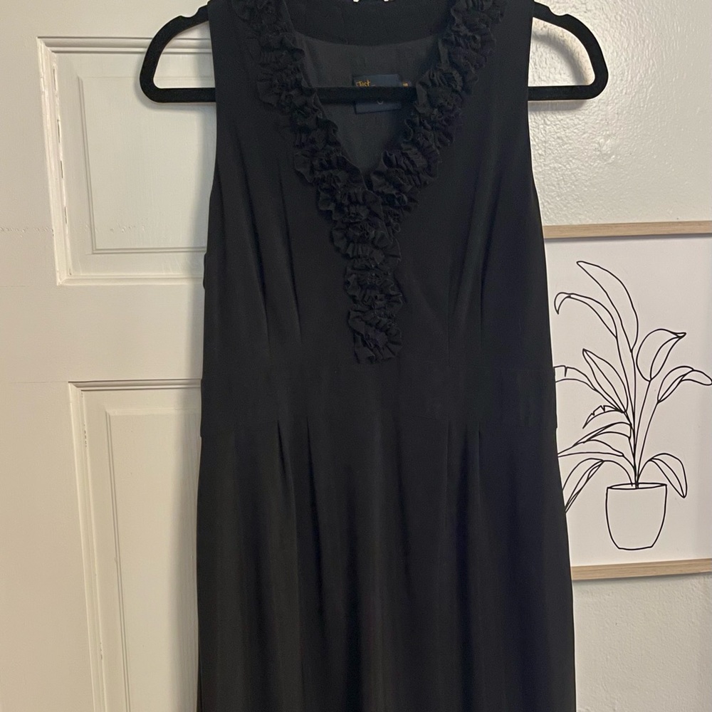 Tall Friendly Just Taylor Black Formal Stretchy Pleated Midi Shift Dress, 10 - Picture 2 of 10